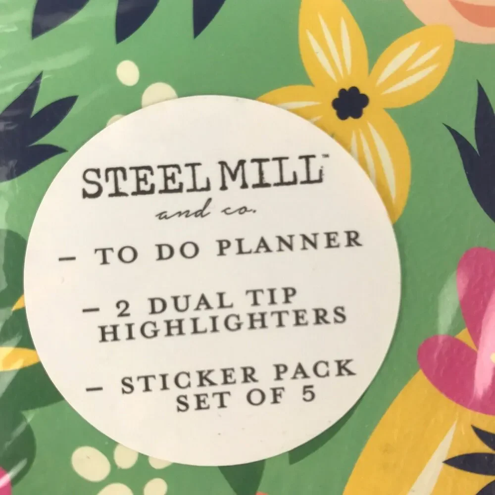 NWT Steel Mill & Co. Floral Daily Planner 2 Dual Tip Highlighters Sealed 8x7''